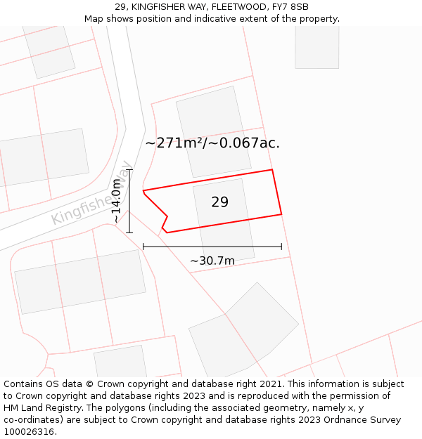 29, KINGFISHER WAY, FLEETWOOD, FY7 8SB: Plot and title map