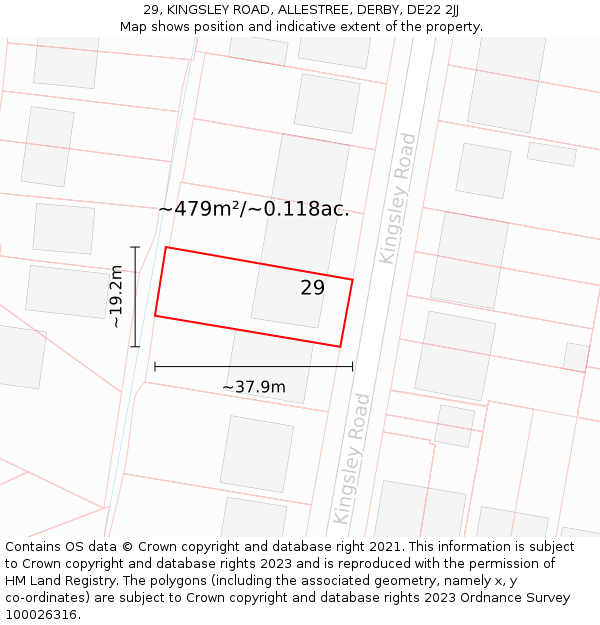 29, KINGSLEY ROAD, ALLESTREE, DERBY, DE22 2JJ: Plot and title map