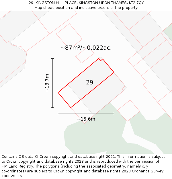 29, KINGSTON HILL PLACE, KINGSTON UPON THAMES, KT2 7QY: Plot and title map