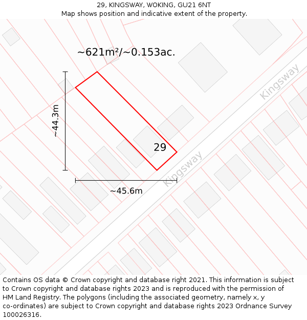 29, KINGSWAY, WOKING, GU21 6NT: Plot and title map