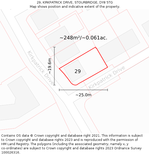 29, KIRKPATRICK DRIVE, STOURBRIDGE, DY8 5TG: Plot and title map