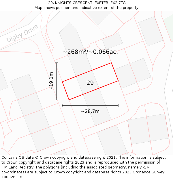 29, KNIGHTS CRESCENT, EXETER, EX2 7TG: Plot and title map