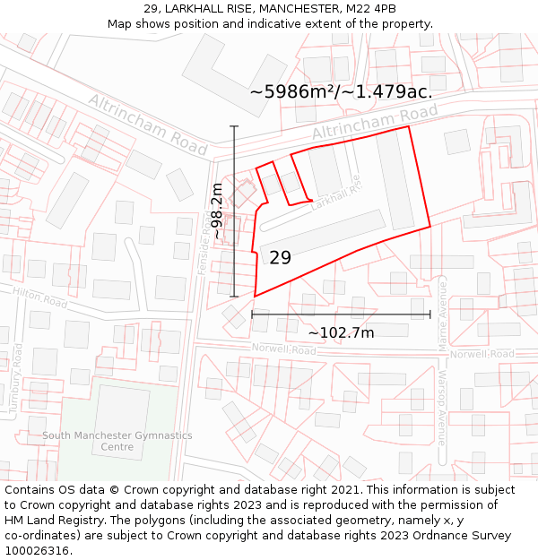 29, LARKHALL RISE, MANCHESTER, M22 4PB: Plot and title map