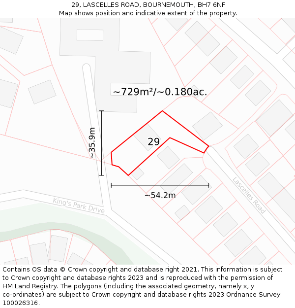 29, LASCELLES ROAD, BOURNEMOUTH, BH7 6NF: Plot and title map