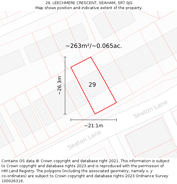 29, LEECHMERE CRESCENT, SEAHAM, SR7 0JG: Plot and title map