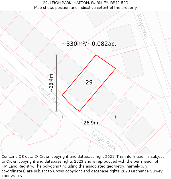 29, LEIGH PARK, HAPTON, BURNLEY, BB11 5PD: Plot and title map