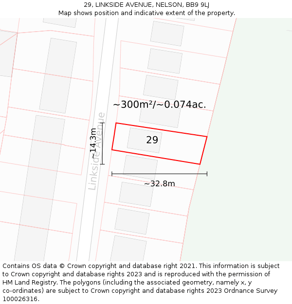 29, LINKSIDE AVENUE, NELSON, BB9 9LJ: Plot and title map