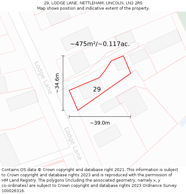 29, LODGE LANE, NETTLEHAM, LINCOLN, LN2 2RS: Plot and title map