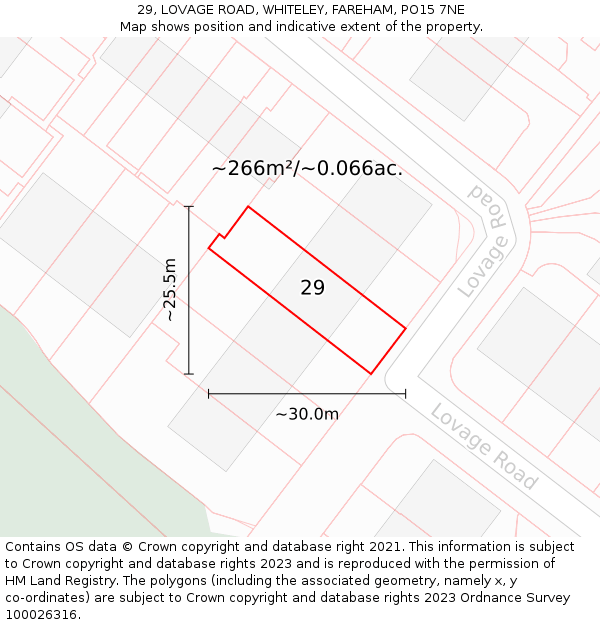 29, LOVAGE ROAD, WHITELEY, FAREHAM, PO15 7NE: Plot and title map