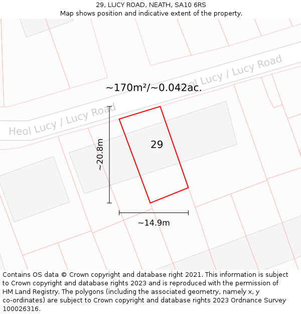 29, LUCY ROAD, NEATH, SA10 6RS: Plot and title map