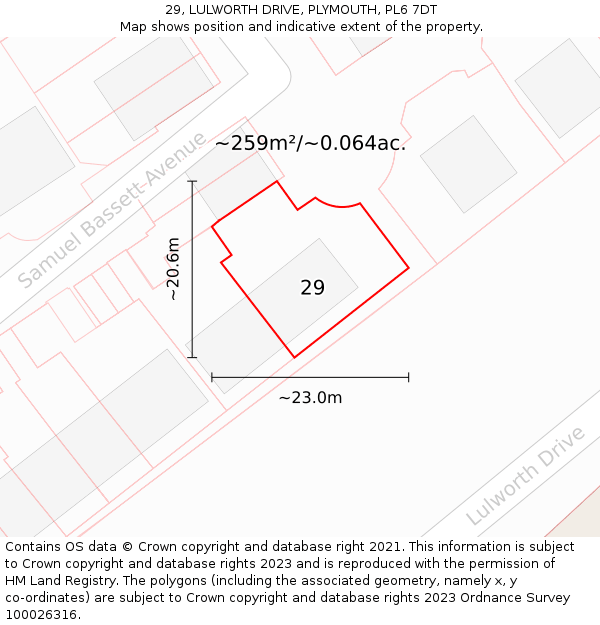 29, LULWORTH DRIVE, PLYMOUTH, PL6 7DT: Plot and title map