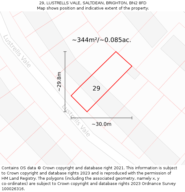 29, LUSTRELLS VALE, SALTDEAN, BRIGHTON, BN2 8FD: Plot and title map