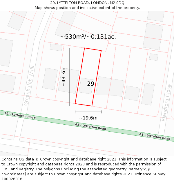 29, LYTTELTON ROAD, LONDON, N2 0DQ: Plot and title map