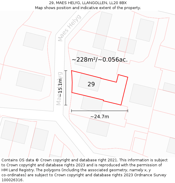 29, MAES HELYG, LLANGOLLEN, LL20 8BX: Plot and title map