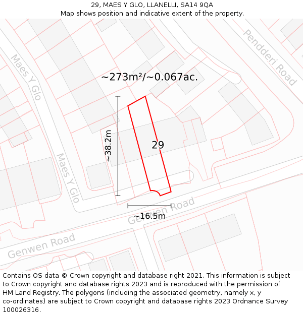 29, MAES Y GLO, LLANELLI, SA14 9QA: Plot and title map