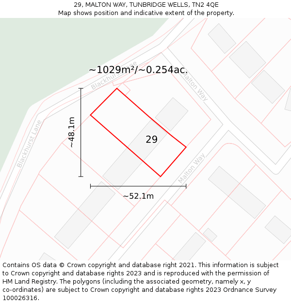 29, MALTON WAY, TUNBRIDGE WELLS, TN2 4QE: Plot and title map