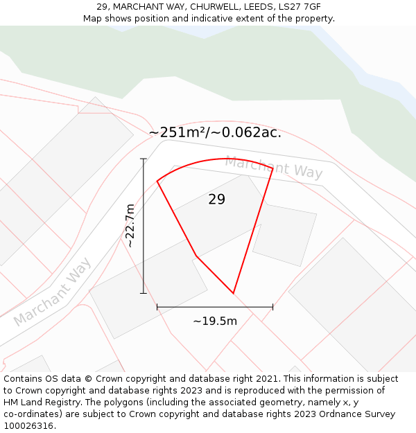 29, MARCHANT WAY, CHURWELL, LEEDS, LS27 7GF: Plot and title map
