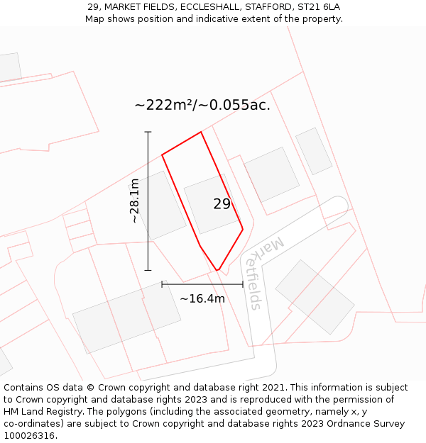 29, MARKET FIELDS, ECCLESHALL, STAFFORD, ST21 6LA: Plot and title map