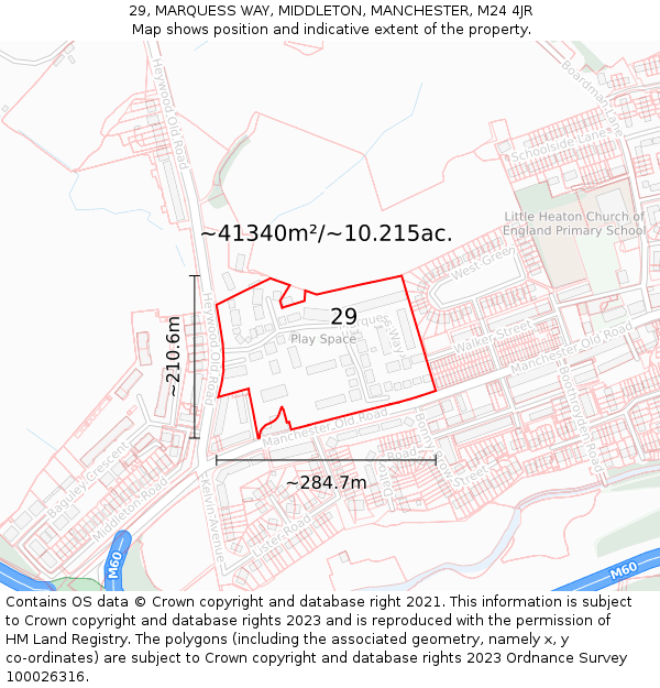 29, MARQUESS WAY, MIDDLETON, MANCHESTER, M24 4JR: Plot and title map