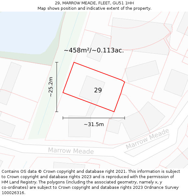 29, MARROW MEADE, FLEET, GU51 1HH: Plot and title map