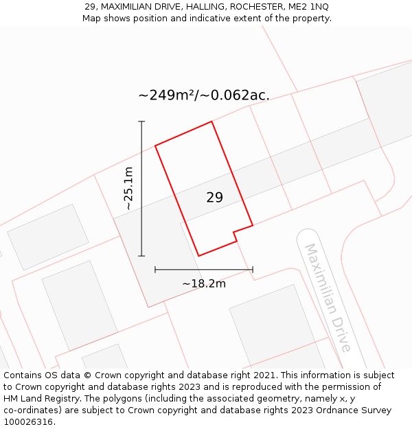 29, MAXIMILIAN DRIVE, HALLING, ROCHESTER, ME2 1NQ: Plot and title map