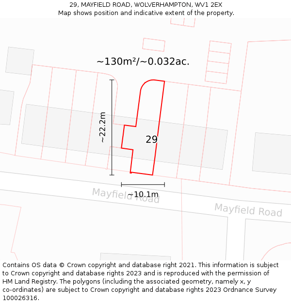 29, MAYFIELD ROAD, WOLVERHAMPTON, WV1 2EX: Plot and title map