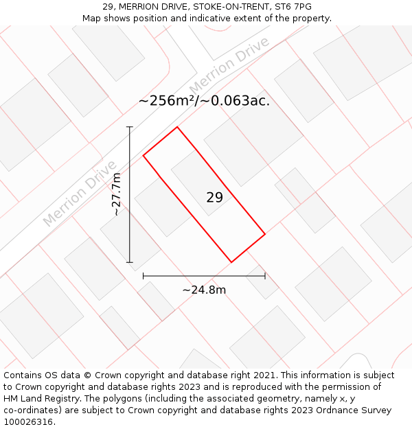 29, MERRION DRIVE, STOKE-ON-TRENT, ST6 7PG: Plot and title map