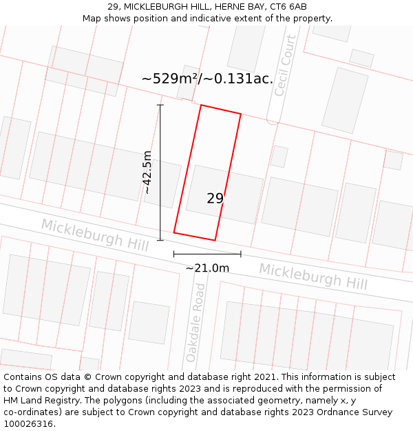 29, MICKLEBURGH HILL, HERNE BAY, CT6 6AB: Plot and title map