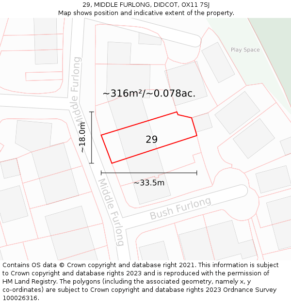 29, MIDDLE FURLONG, DIDCOT, OX11 7SJ: Plot and title map