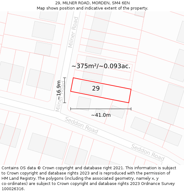 29, MILNER ROAD, MORDEN, SM4 6EN: Plot and title map