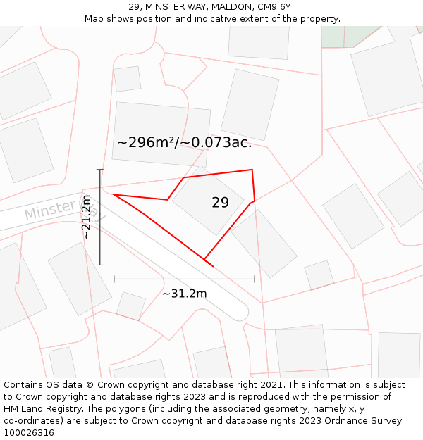 29, MINSTER WAY, MALDON, CM9 6YT: Plot and title map