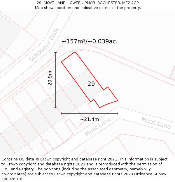 29, MOAT LANE, LOWER UPNOR, ROCHESTER, ME2 4GP: Plot and title map