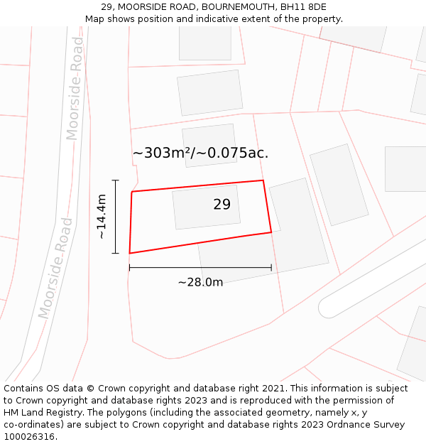 29, MOORSIDE ROAD, BOURNEMOUTH, BH11 8DE: Plot and title map