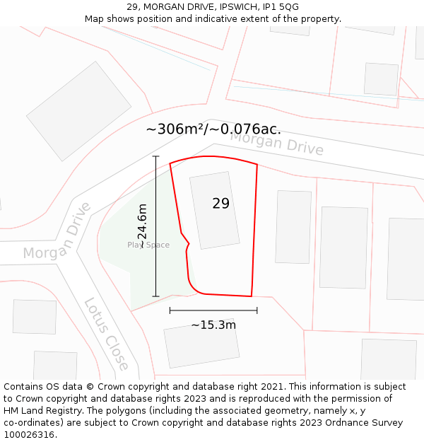 29, MORGAN DRIVE, IPSWICH, IP1 5QG: Plot and title map