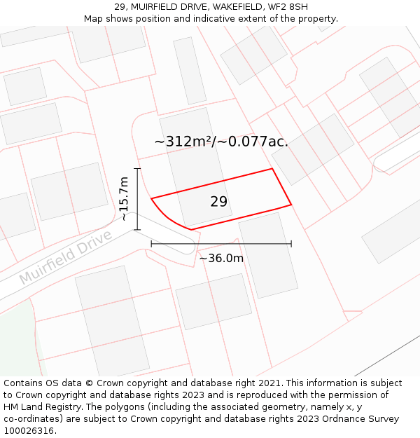 29, MUIRFIELD DRIVE, WAKEFIELD, WF2 8SH: Plot and title map