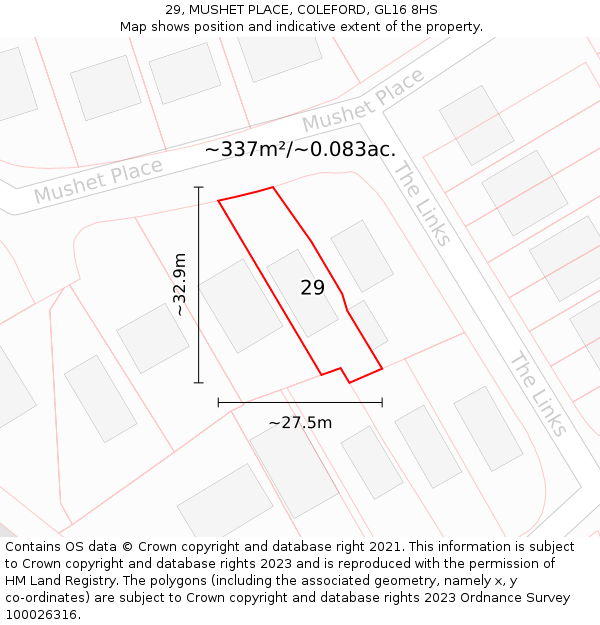 29, MUSHET PLACE, COLEFORD, GL16 8HS: Plot and title map