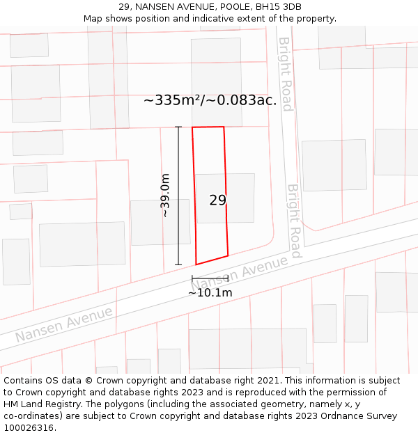 29, NANSEN AVENUE, POOLE, BH15 3DB: Plot and title map