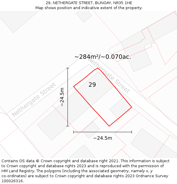 29, NETHERGATE STREET, BUNGAY, NR35 1HE: Plot and title map