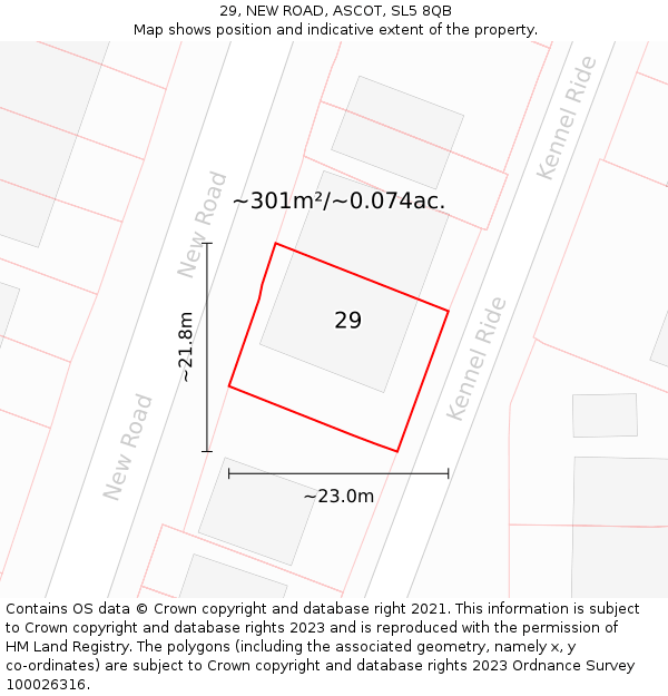 29, NEW ROAD, ASCOT, SL5 8QB: Plot and title map