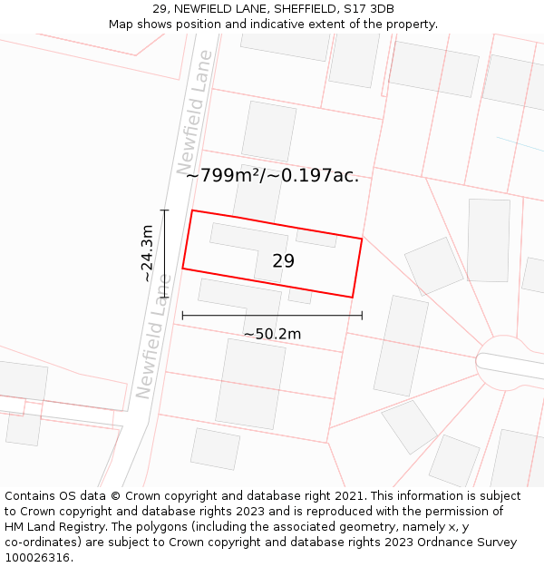 29, NEWFIELD LANE, SHEFFIELD, S17 3DB: Plot and title map