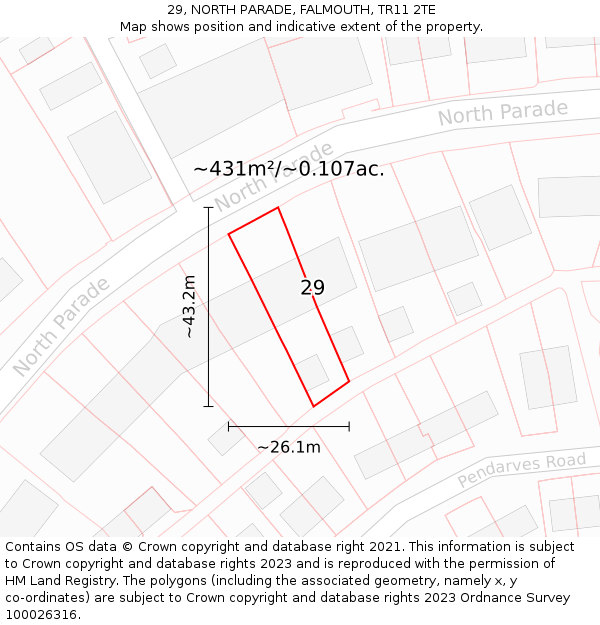 29, NORTH PARADE, FALMOUTH, TR11 2TE: Plot and title map