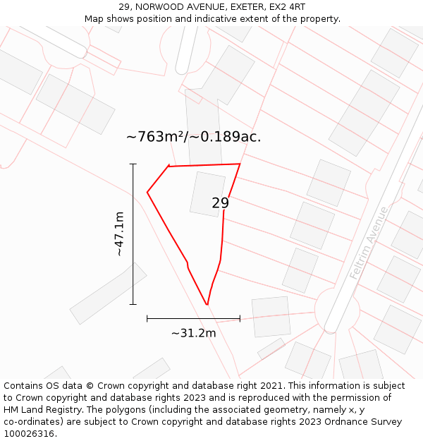 29, NORWOOD AVENUE, EXETER, EX2 4RT: Plot and title map