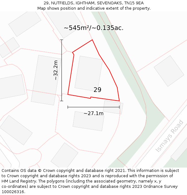 29, NUTFIELDS, IGHTHAM, SEVENOAKS, TN15 9EA: Plot and title map