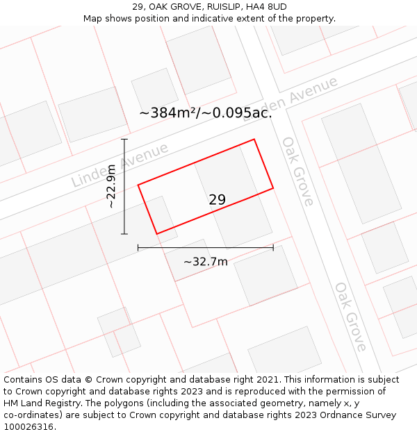 29, OAK GROVE, RUISLIP, HA4 8UD: Plot and title map