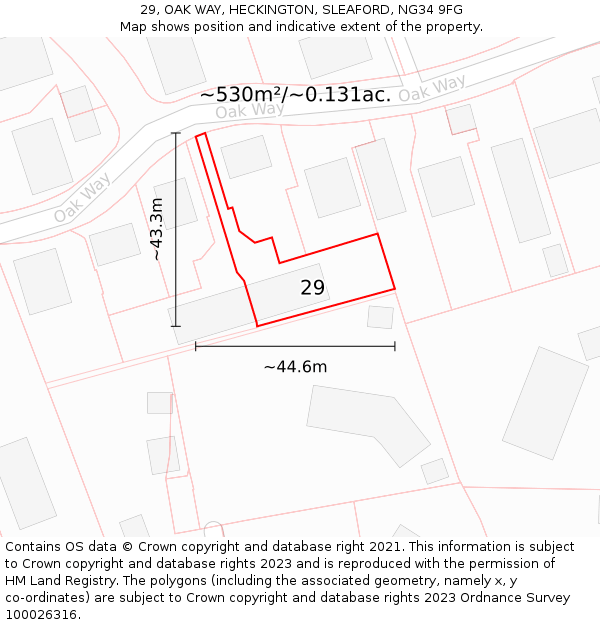 29, OAK WAY, HECKINGTON, SLEAFORD, NG34 9FG: Plot and title map