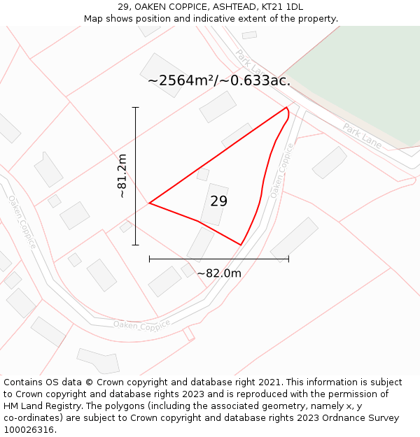 29, OAKEN COPPICE, ASHTEAD, KT21 1DL: Plot and title map