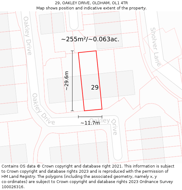 29, OAKLEY DRIVE, OLDHAM, OL1 4TR: Plot and title map