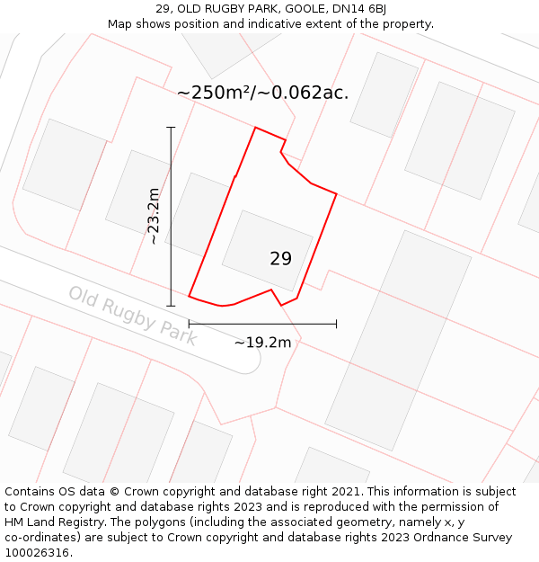 29, OLD RUGBY PARK, GOOLE, DN14 6BJ: Plot and title map