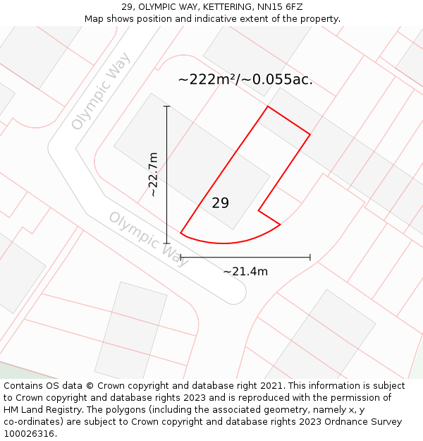 29, OLYMPIC WAY, KETTERING, NN15 6FZ: Plot and title map