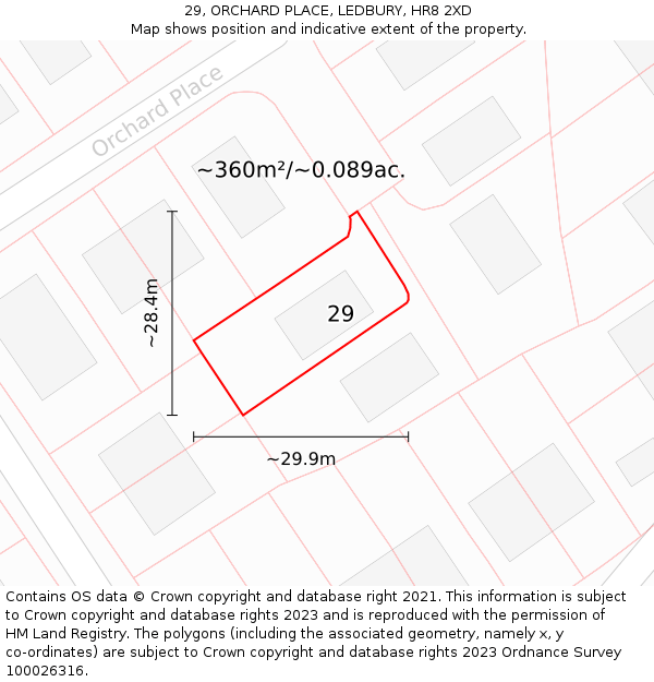 29, ORCHARD PLACE, LEDBURY, HR8 2XD: Plot and title map